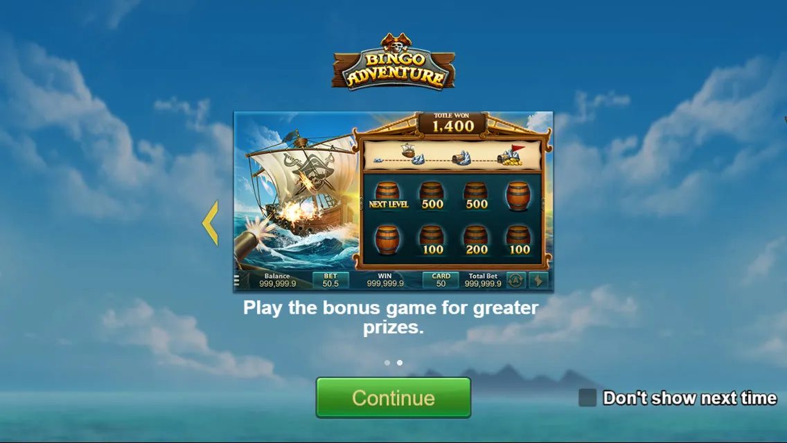 BINGO ADVENTURE game interface screenshot 2