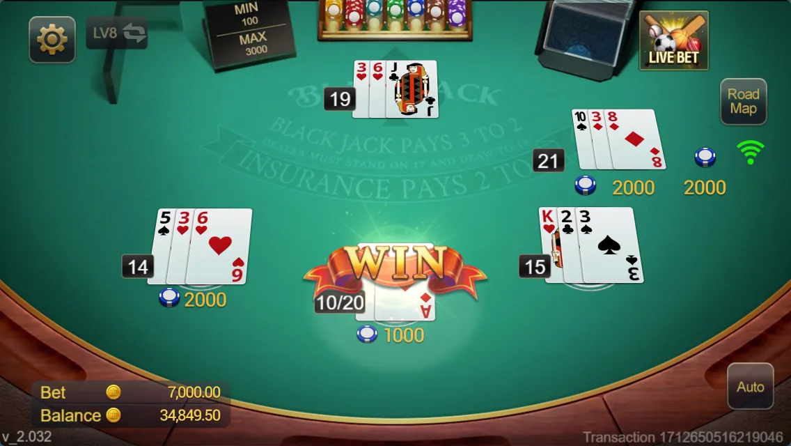 Blackjack game interface screenshot 5