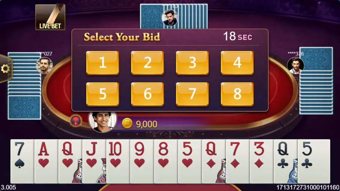 Callbreak Quick game interface screenshot 1