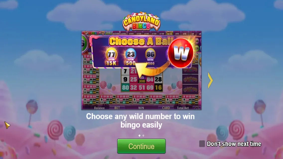 Candyland Bingo game interface screenshot 1
