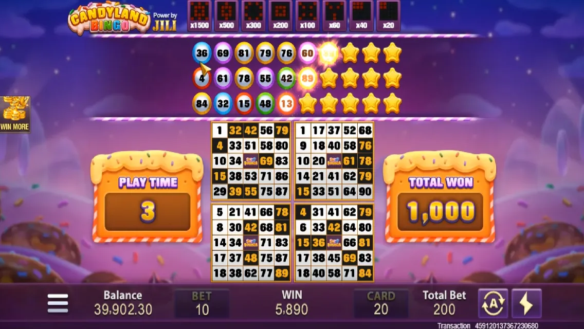 Candyland Bingo game interface screenshot 4