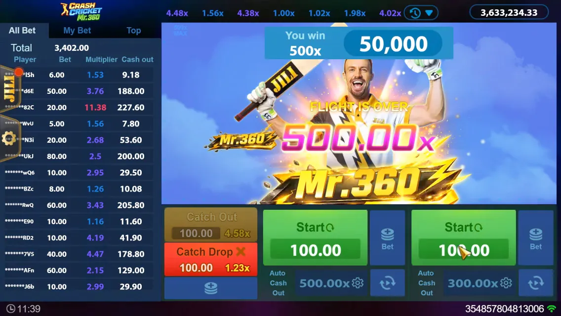 Crash Cricket Legend game interface screenshot 3