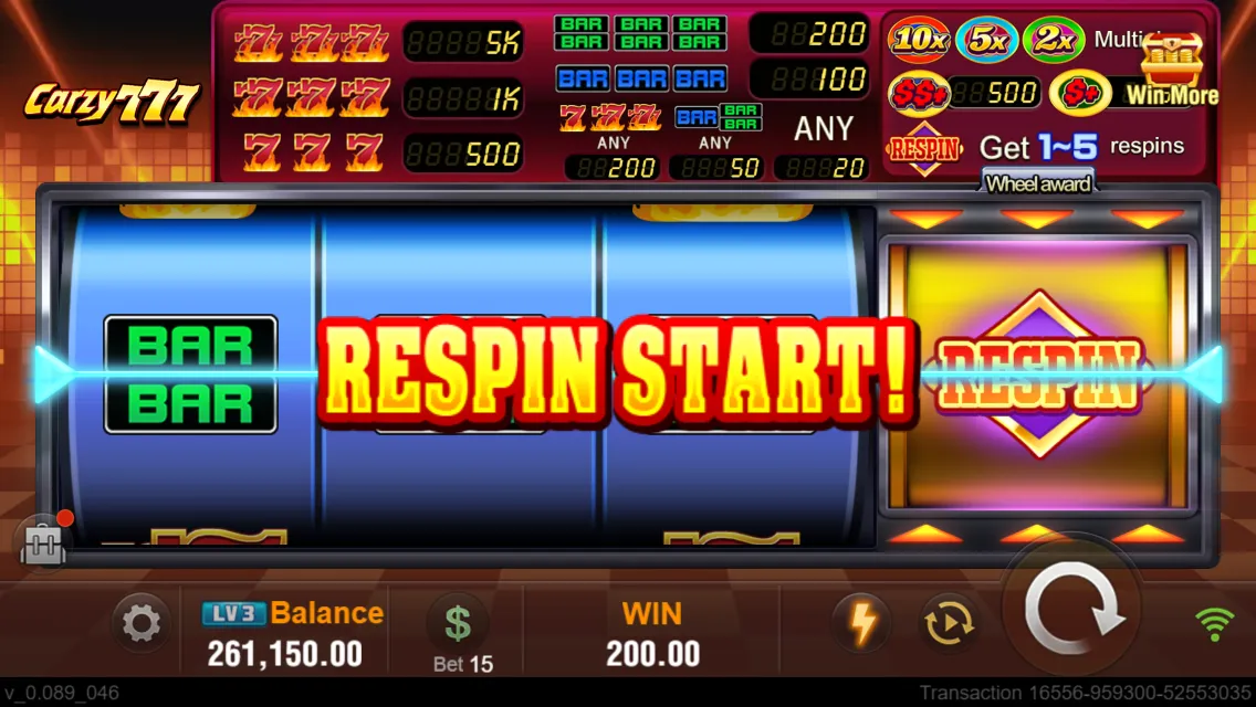 Crazy 777 game interface screenshot 5