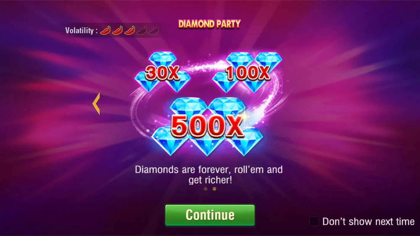 DIAMOND PARTY game interface screenshot 2