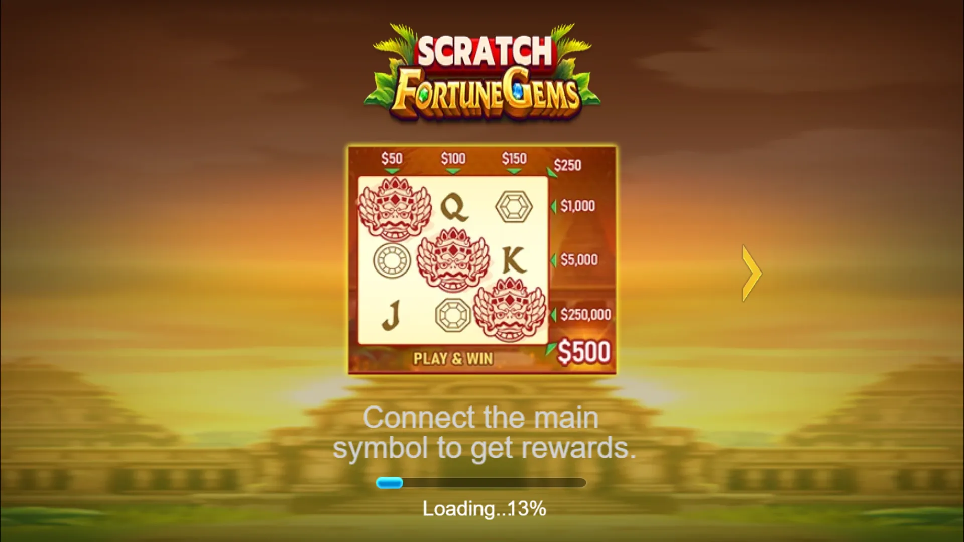 Fortune Gems Scratch game interface screenshot 1