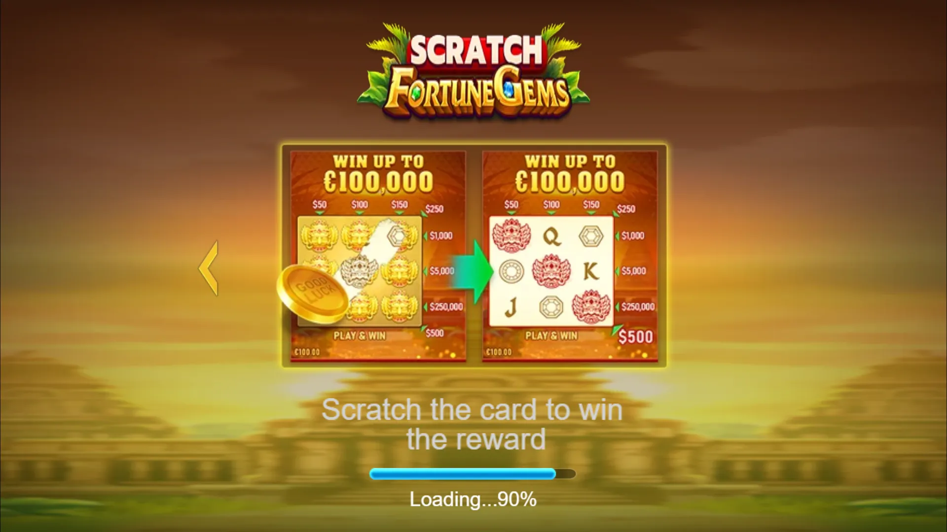 Fortune Gems Scratch game interface screenshot 2