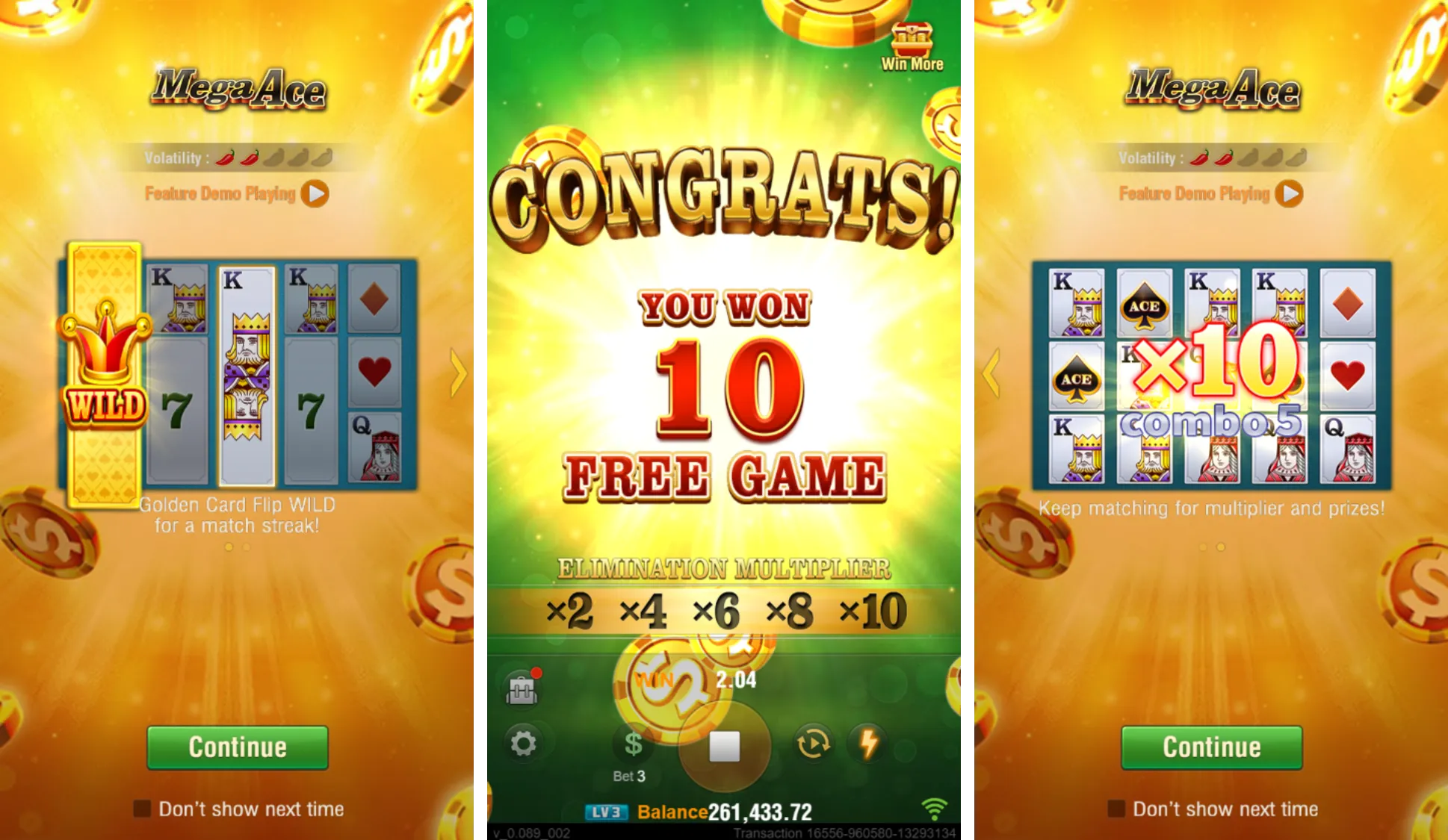 Mega Ace game interface screenshot 1
