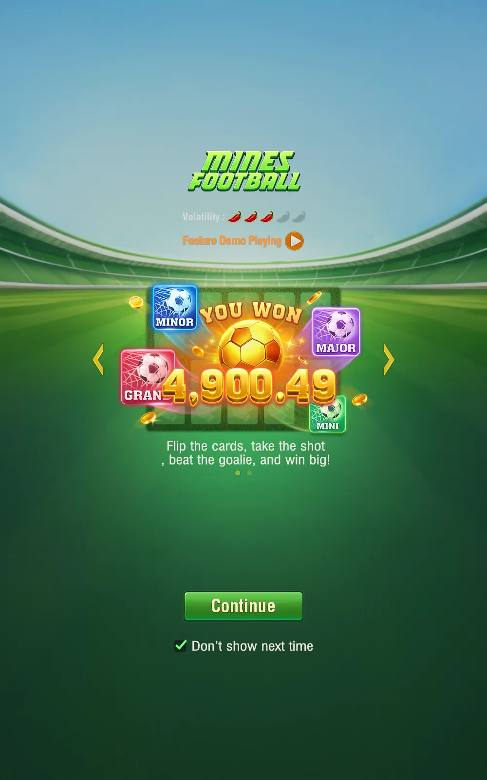Mines football game interface screenshot 1