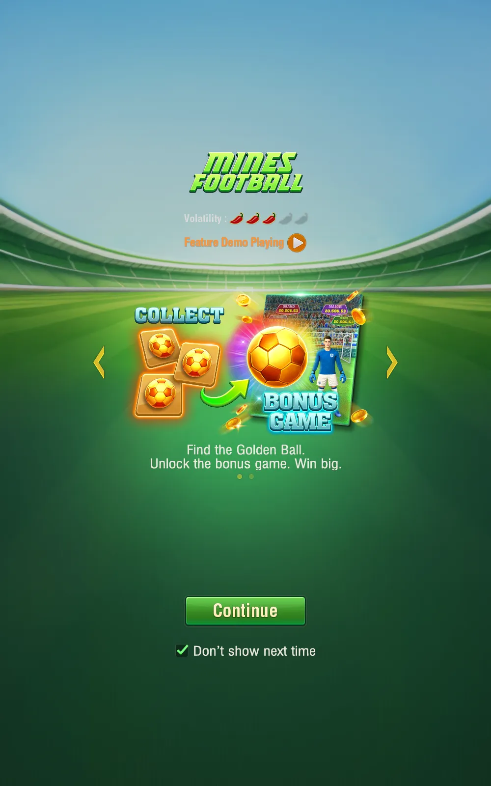 Mines football game interface screenshot 2