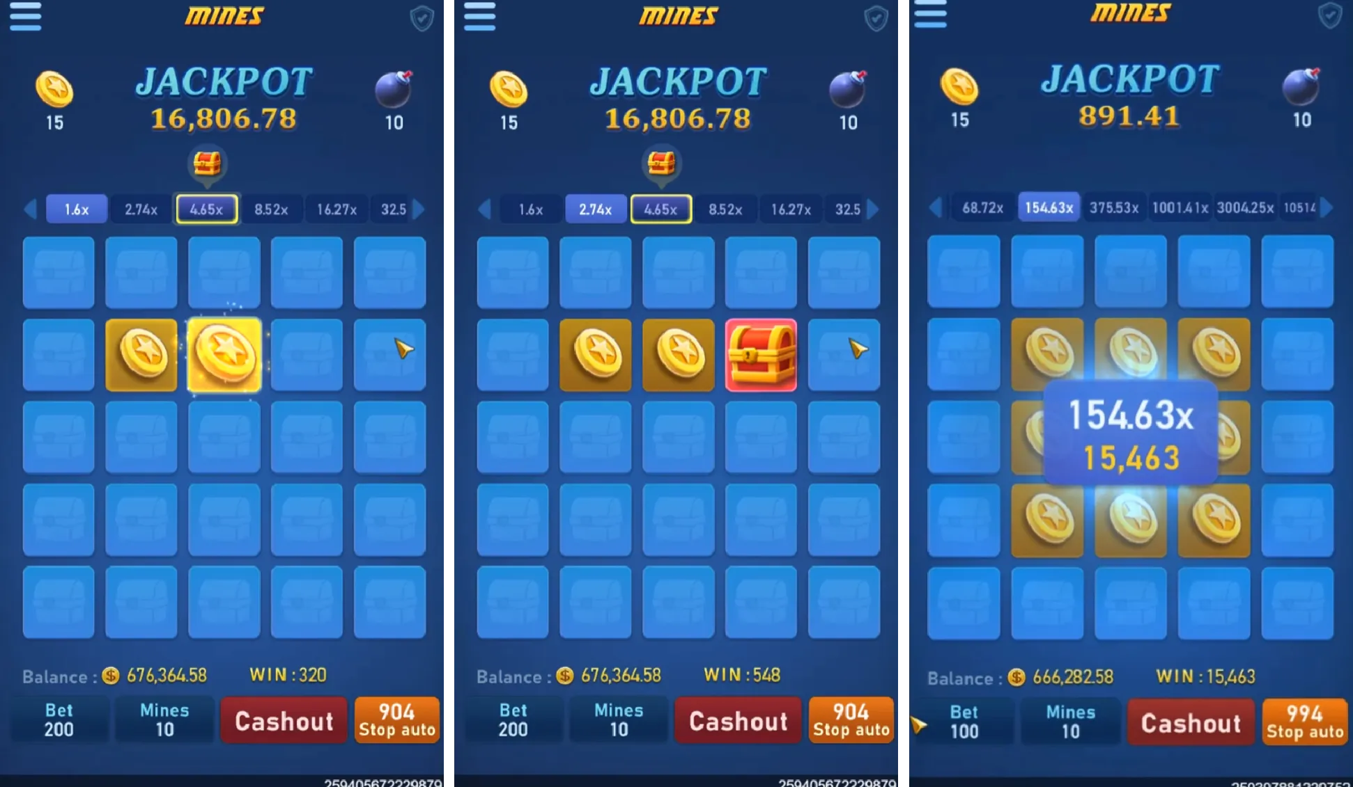 Mines game interface screenshot 2