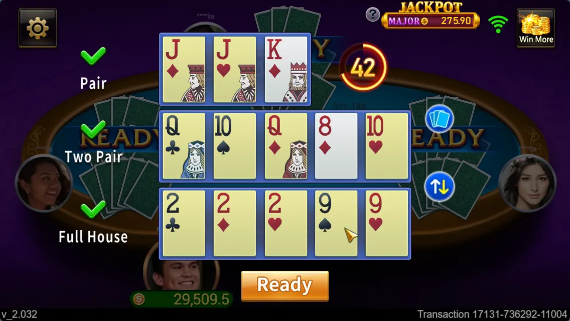 Pusoy Go game interface screenshot 1