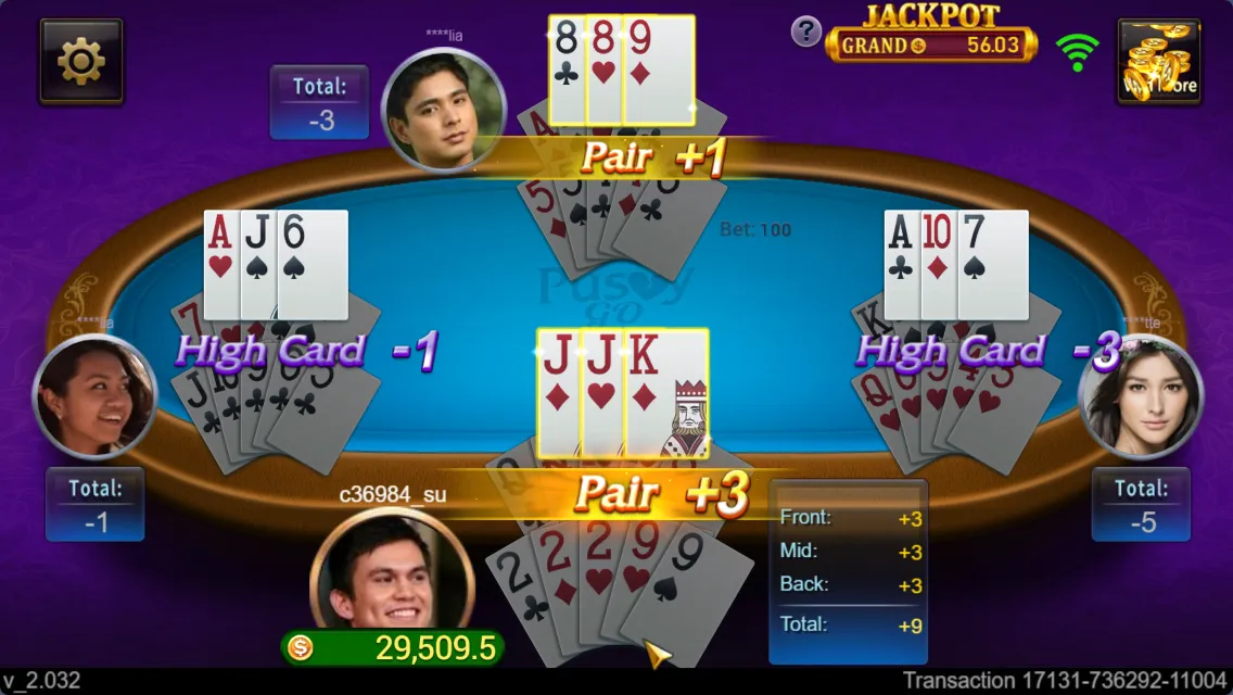 Pusoy Go game interface screenshot 2
