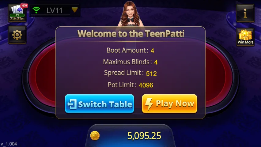 Teen Patti game interface screenshot 1