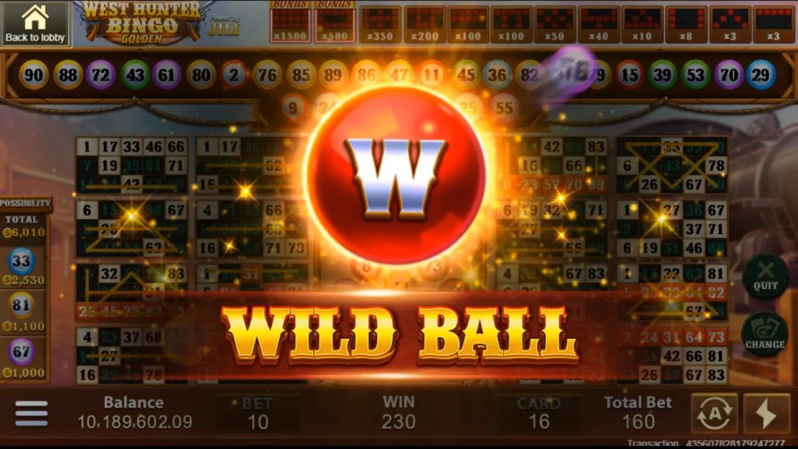 West Hunter Bingo game interface screenshot 3