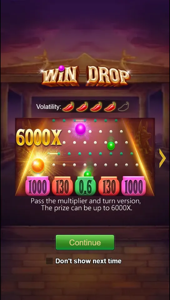 win drop game interface screenshot 2